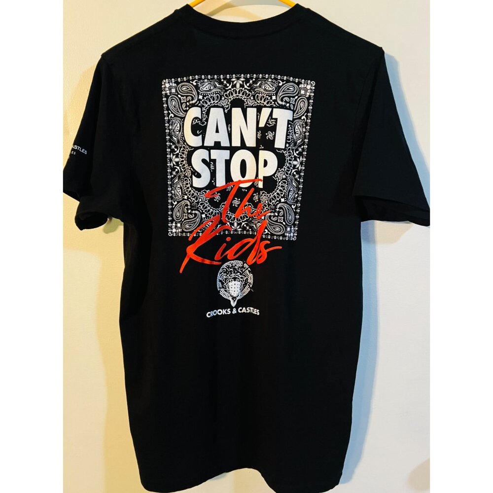 Crooks & Castles Black T-Shirt "Cant Stop The Kids" Graphic Tee XL - Picture 2 of 3